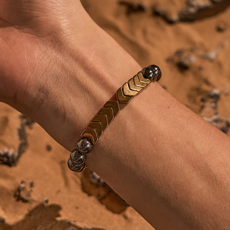Bracelet de perles flèches en hématite dorée naturelle Olivenorma
