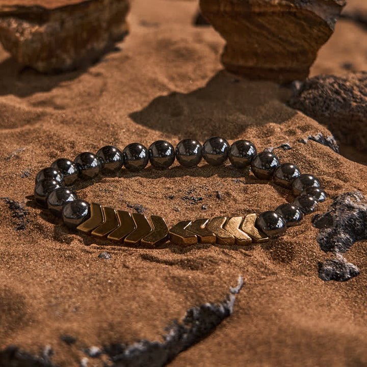 Bracelet de perles flèches en hématite dorée naturelle Olivenorma