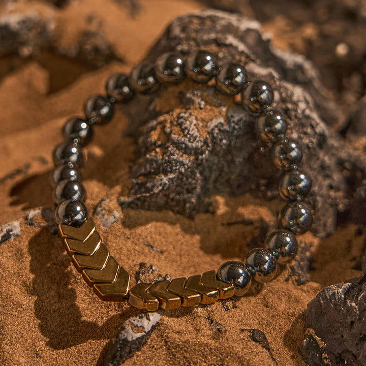 Bracelet de perles flèches en hématite dorée naturelle Olivenorma