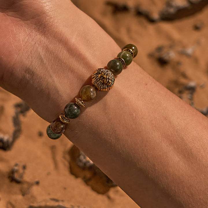 Bracelet en perles d'agate mousse turquoise africaine naturelle Olivenorma