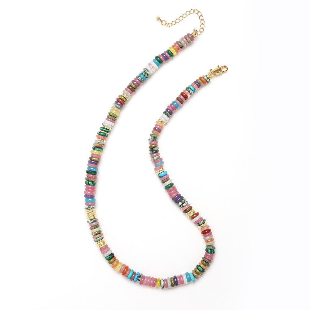 Collier de perles en pierres précieuses Olivenorma Boho Soleil Lune Étoile