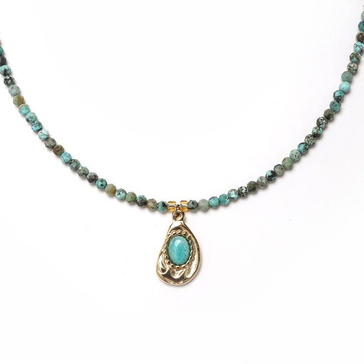 Collier de perles en pierres précieuses Olivenorma Boho Soleil Lune Étoile