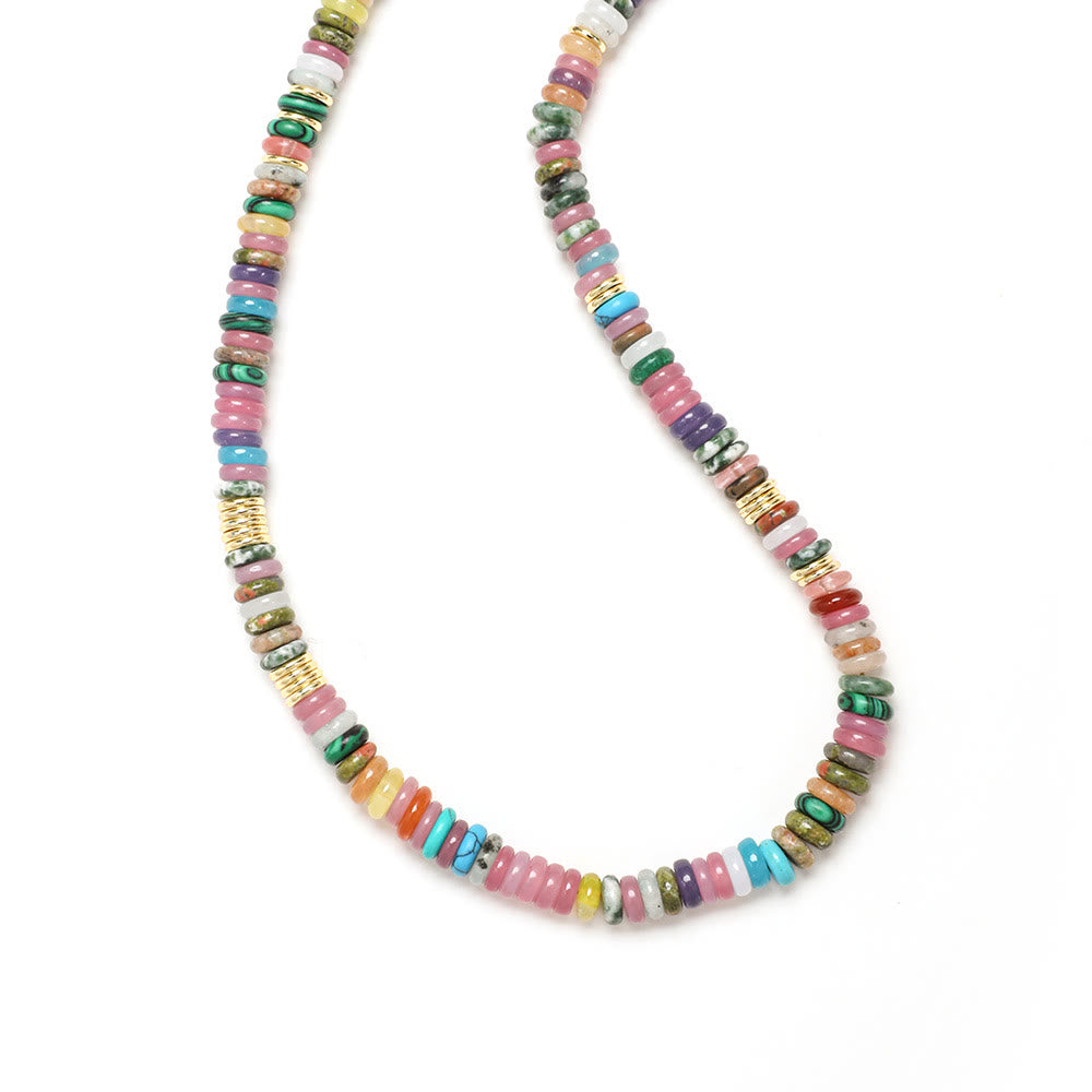 Collier de perles en pierres précieuses Olivenorma Boho Soleil Lune Étoile