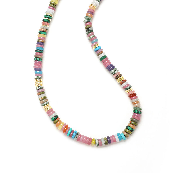 Collier de perles en pierres précieuses Olivenorma Boho Soleil Lune Étoile