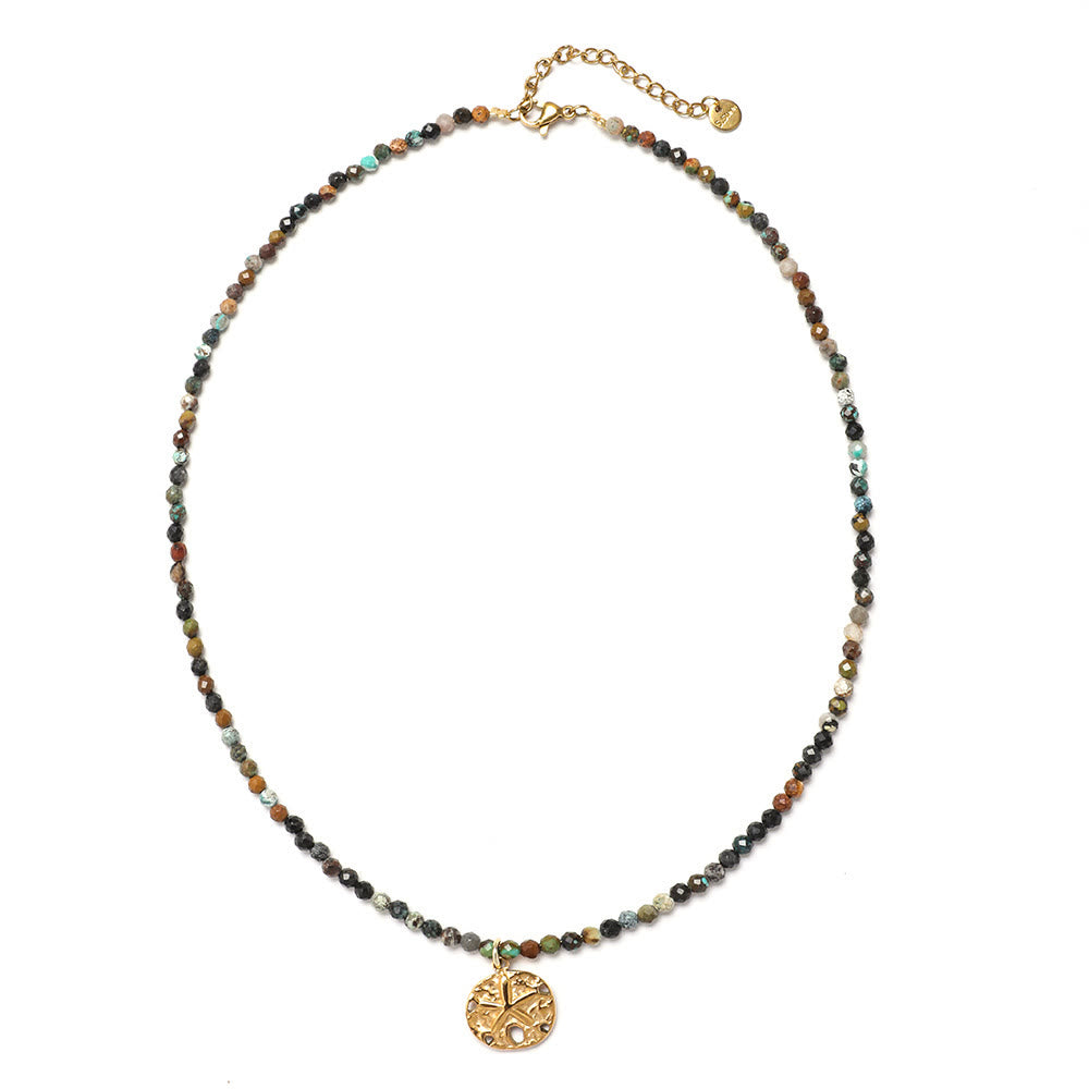 Collier de perles en pierres précieuses Olivenorma Boho Soleil Lune Étoile