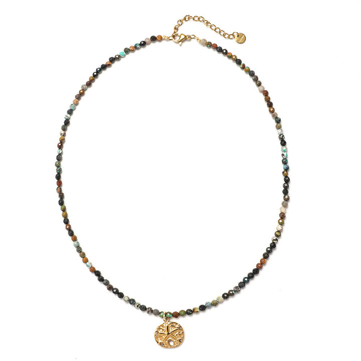 Collier de perles en pierres précieuses Olivenorma Boho Soleil Lune Étoile