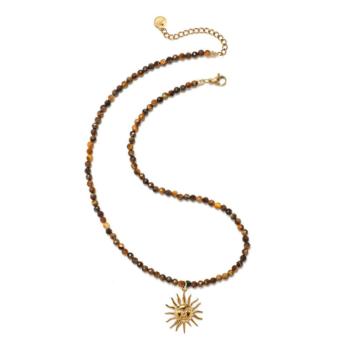 Collier de perles en pierres précieuses Olivenorma Boho Soleil Lune Étoile