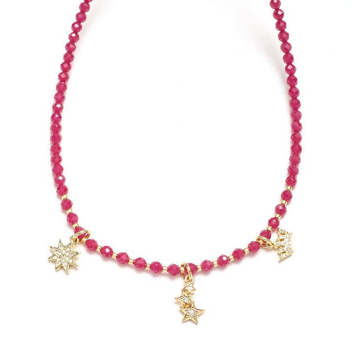 Collier de perles à breloque en forme de cœur en pierres précieuses naturelles roses Olivenorma