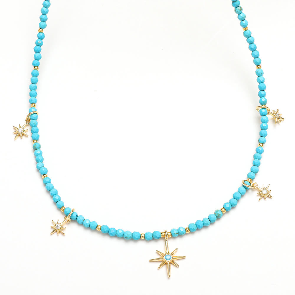 Collier de perles en zircon bleu style bohème Olivenorma