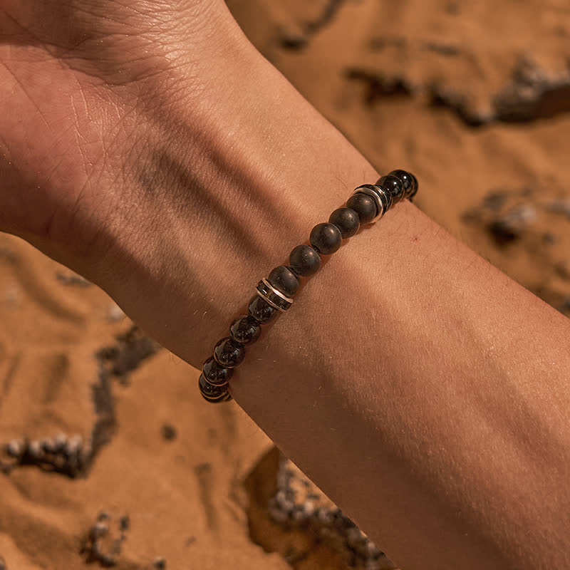 Bracelet en perles d'onyx noir naturel de 6 mm Olivenorma