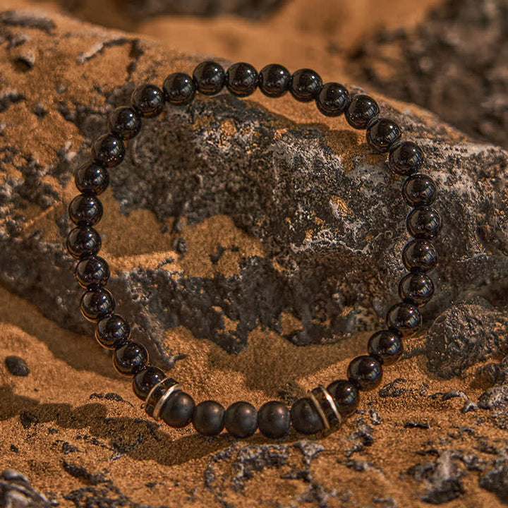 Bracelet en perles d'onyx noir naturel de 6 mm Olivenorma