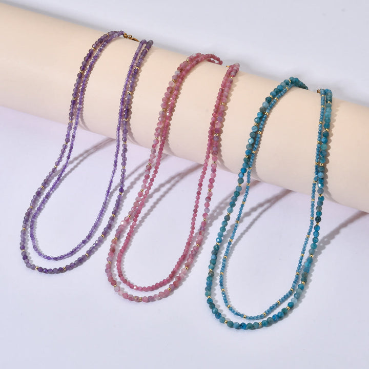 Collier ras du cou en cristal et pierres précieuses à facettes Olivenorma Boho