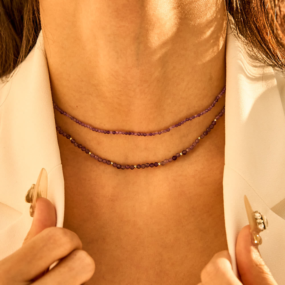 Collier ras du cou en cristal et pierres précieuses à facettes Olivenorma Boho