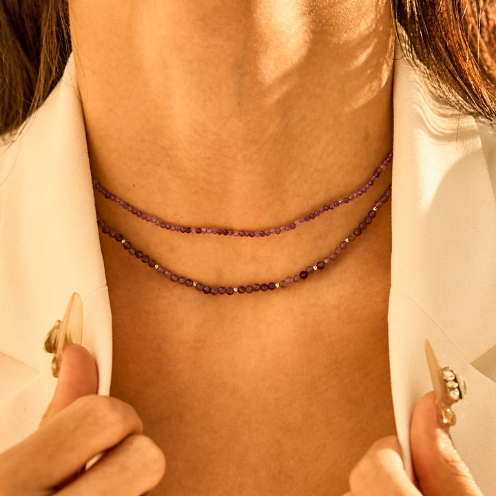 Collier ras du cou en cristal et pierres précieuses à facettes Olivenorma Boho