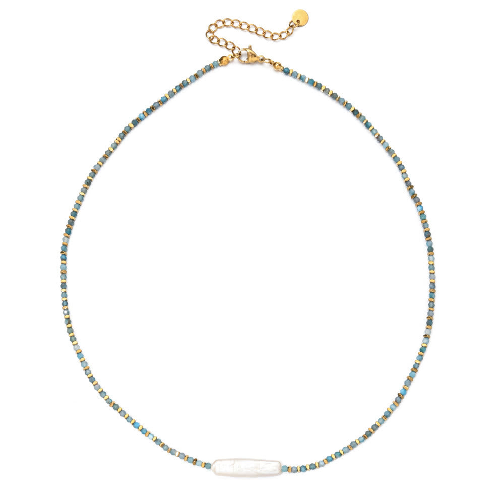 Collier de perles de style bohème en pierres précieuses à facettes Olivenorma Narce