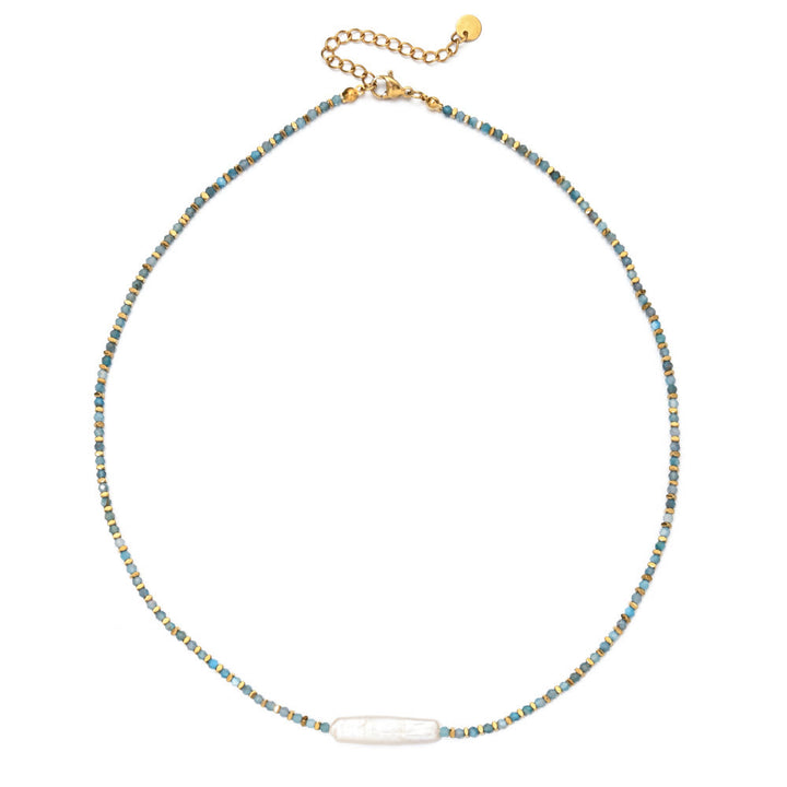 Collier de perles de style bohème en pierres précieuses à facettes Olivenorma Narce