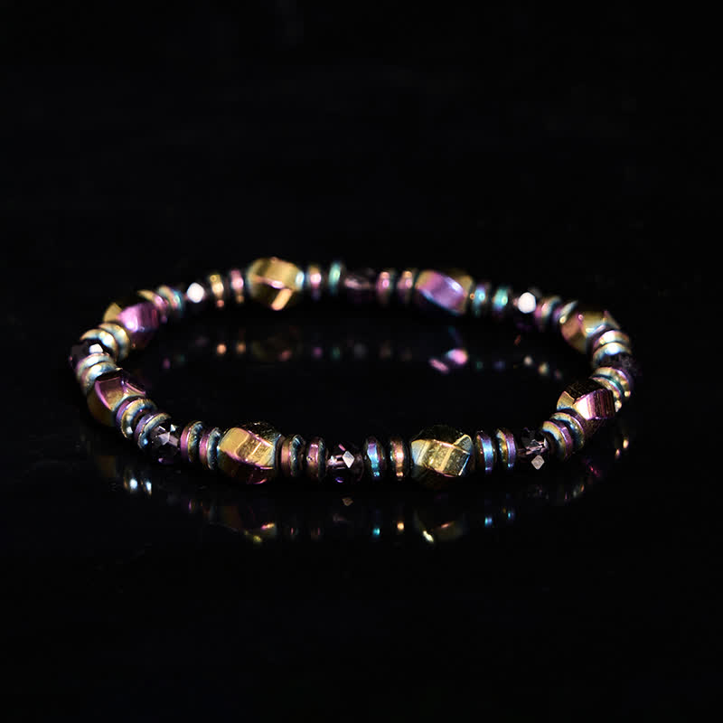 Bracelet en perles d'hématite colorées électrolytiques Olivenorma