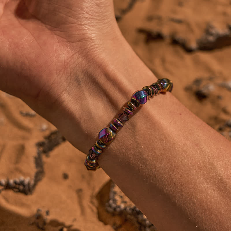 Bracelet en perles d'hématite colorées électrolytiques Olivenorma