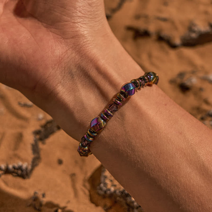 Bracelet en perles d'hématite colorées électrolytiques Olivenorma