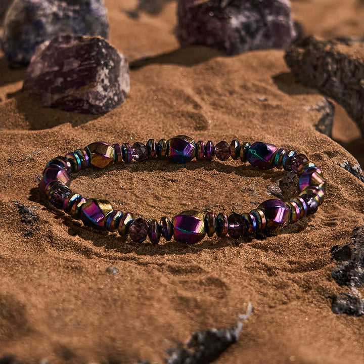 Bracelet en perles d'hématite colorées électrolytiques Olivenorma