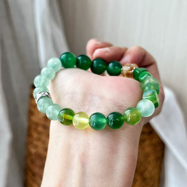 Bracelet en perles d'aventurine verte en cristal transparent naturel Olivenorma