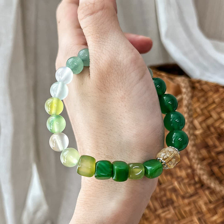 Bracelet en perles d'aventurine verte en cristal transparent naturel Olivenorma