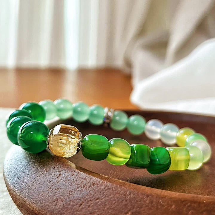Bracelet en perles d'aventurine verte en cristal transparent naturel Olivenorma
