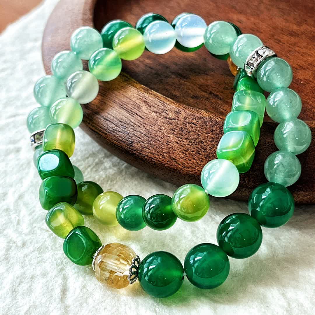 Bracelet en perles d'aventurine verte en cristal transparent naturel Olivenorma