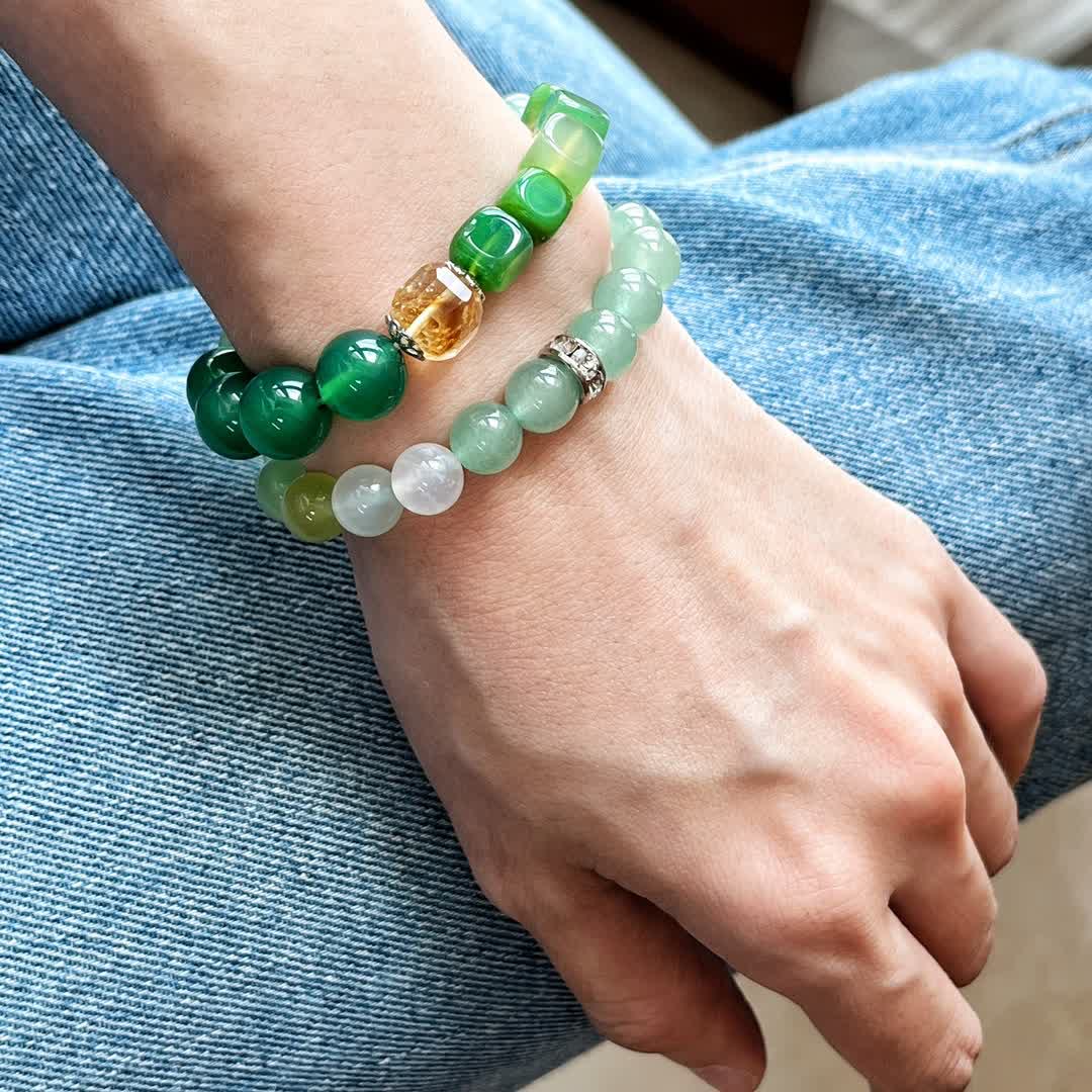 Bracelet en perles d'aventurine verte en cristal transparent naturel Olivenorma