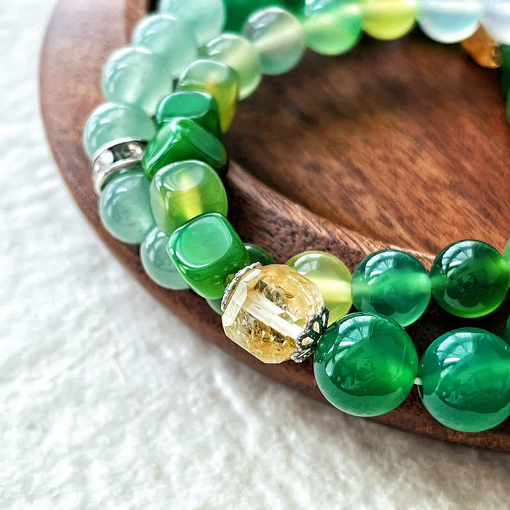 Bracelet en perles d'aventurine verte en cristal transparent naturel Olivenorma