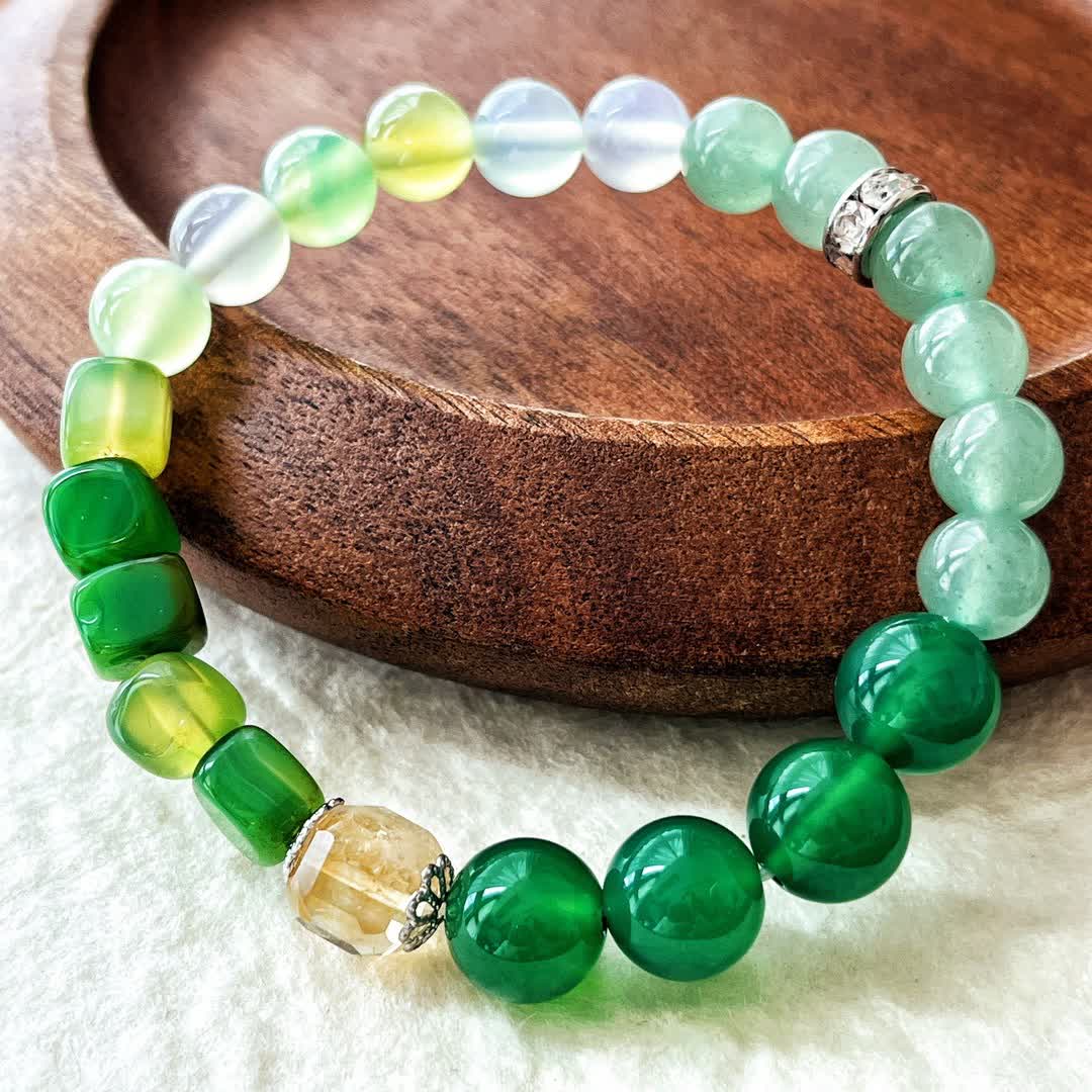 Bracelet en perles d'aventurine verte en cristal transparent naturel Olivenorma