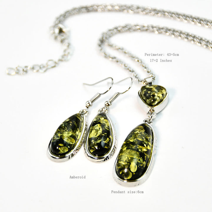 Ensemble de bijoux avec boucles d'oreilles et collier en ambre Olivenorma