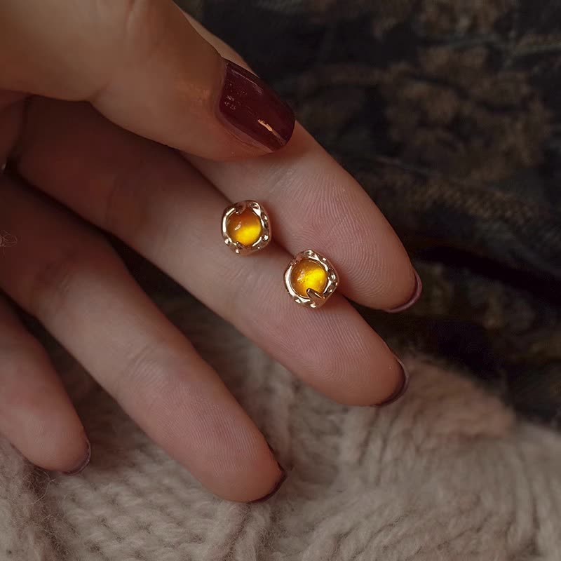 Ensemble de bijoux exquis et simple avec boucles d'oreilles et collier en ambre Olivenorma