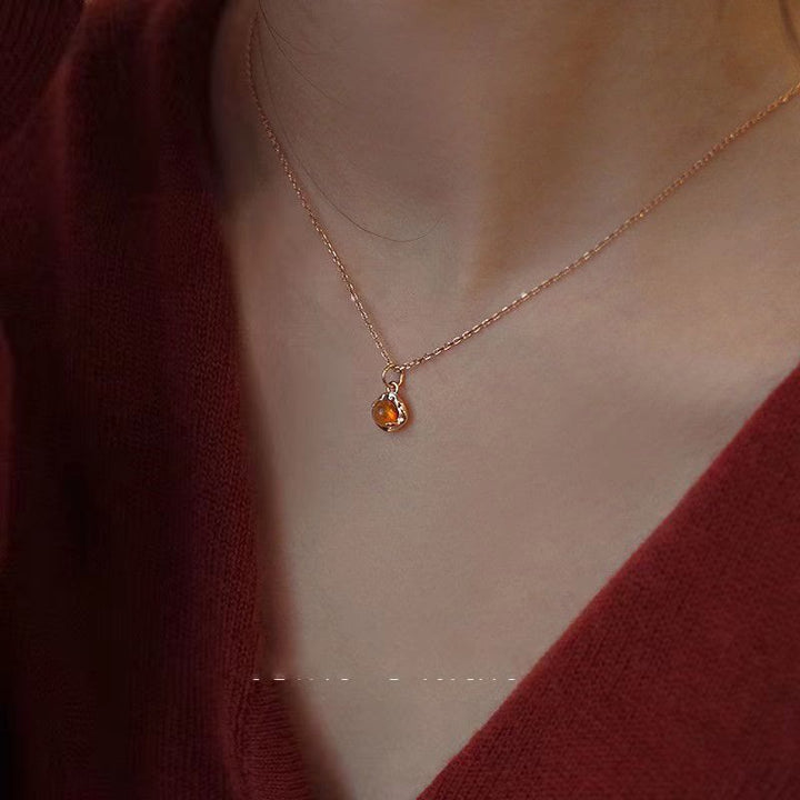 Ensemble de bijoux exquis et simple avec boucles d'oreilles et collier en ambre Olivenorma