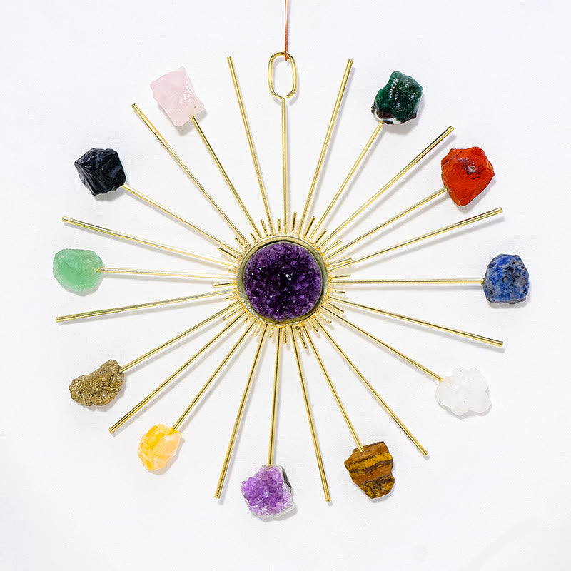 Décoration florale suspendue en quartz rose améthyste brut Olivenorma