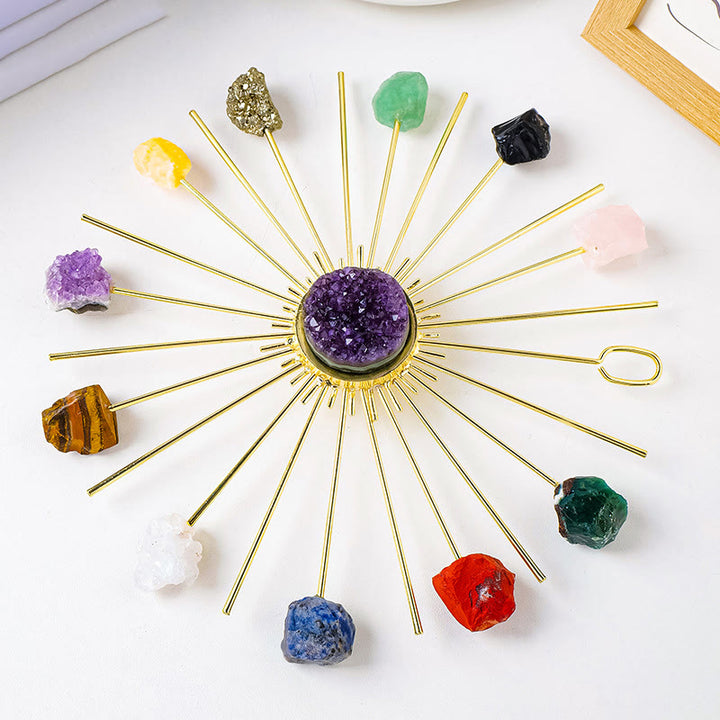 Décoration florale suspendue en quartz rose améthyste brut Olivenorma