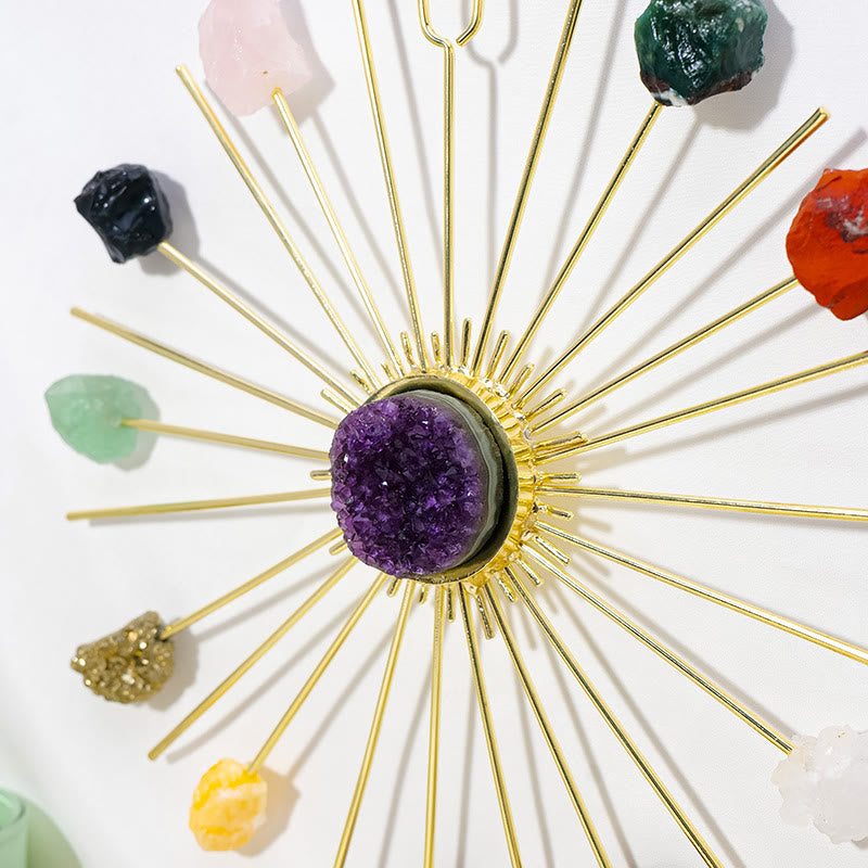 Décoration florale suspendue en quartz rose améthyste brut Olivenorma