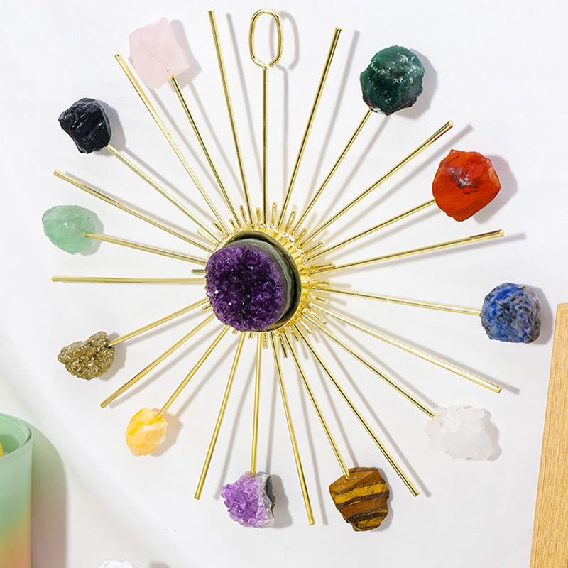 Décoration florale suspendue en quartz rose améthyste brut Olivenorma