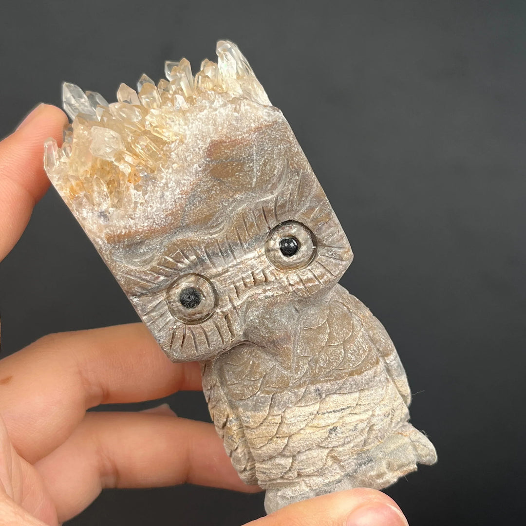 Ornement en cristal transparent en forme de hibou en forme de grappe de cristal Olivenorma