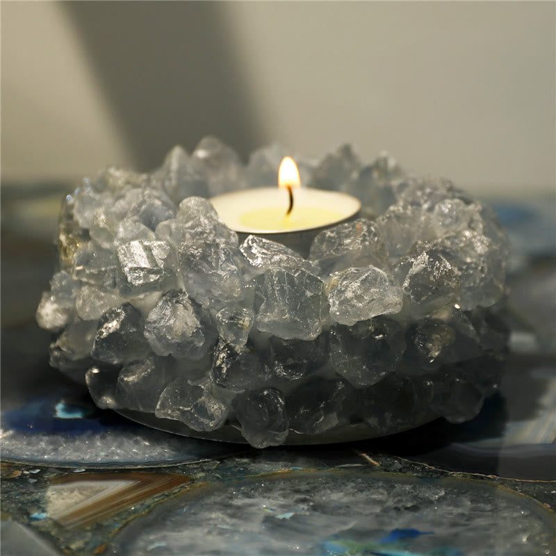 Bougeoir décoratif de guérison en aigue-marine naturelle Olivenorma