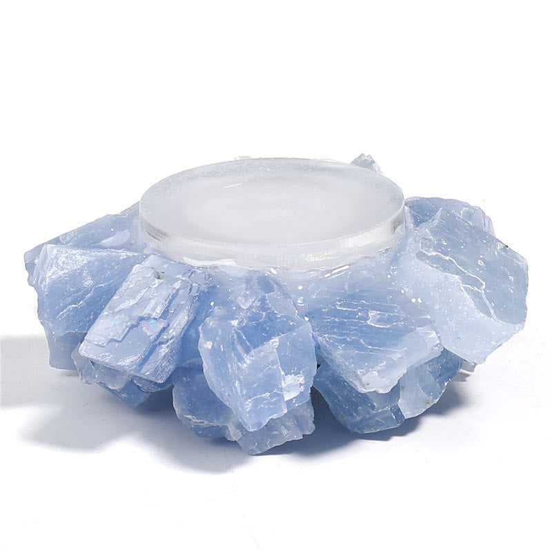 Bougeoir décoratif en calcite bleue naturelle Olivenorma
