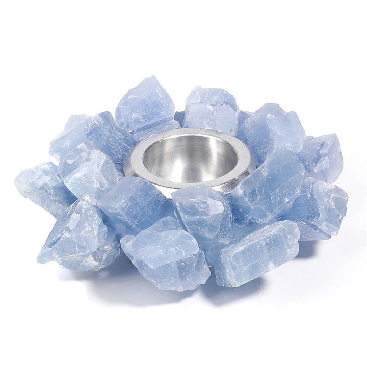 Bougeoir décoratif en calcite bleue naturelle Olivenorma
