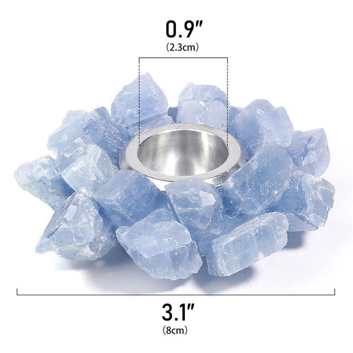 Bougeoir décoratif en calcite bleue naturelle Olivenorma