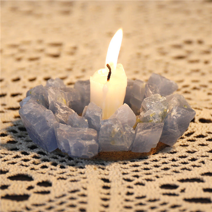 Bougeoir décoratif en calcite bleue naturelle Olivenorma