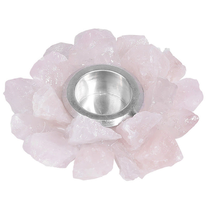 Bougeoir décoratif en quartz rose naturel Olivenorma