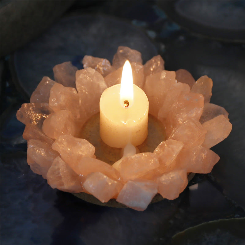 Bougeoir décoratif en quartz rose naturel Olivenorma