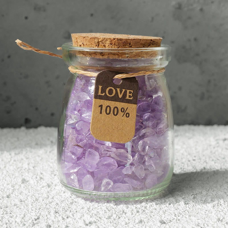 Bouteille à souhaits en cristal de gravier et pierres précieuses naturelles Olivenorma