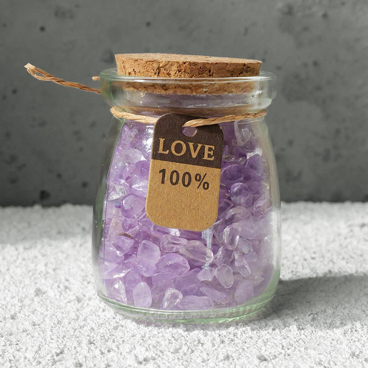 Bouteille à souhaits en cristal de gravier et pierres précieuses naturelles Olivenorma