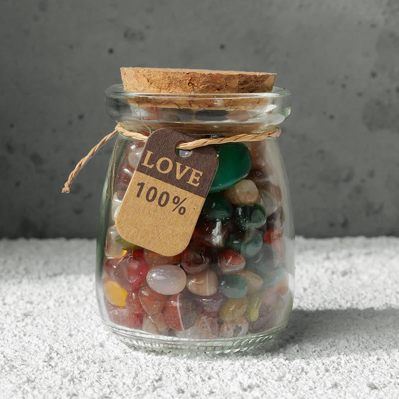 Bouteille à souhaits en cristal de gravier et pierres précieuses naturelles Olivenorma