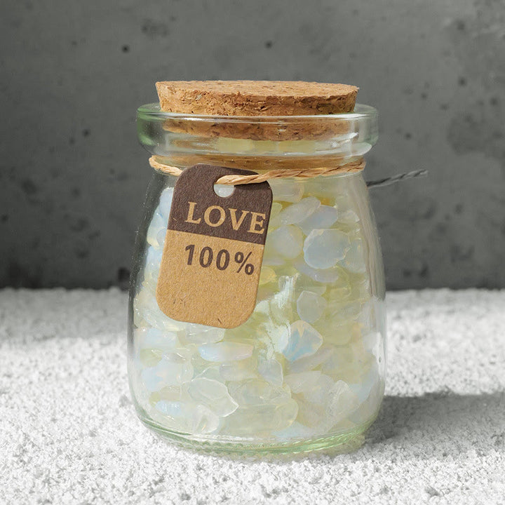 Bouteille à souhaits en cristal de gravier et pierres précieuses naturelles Olivenorma